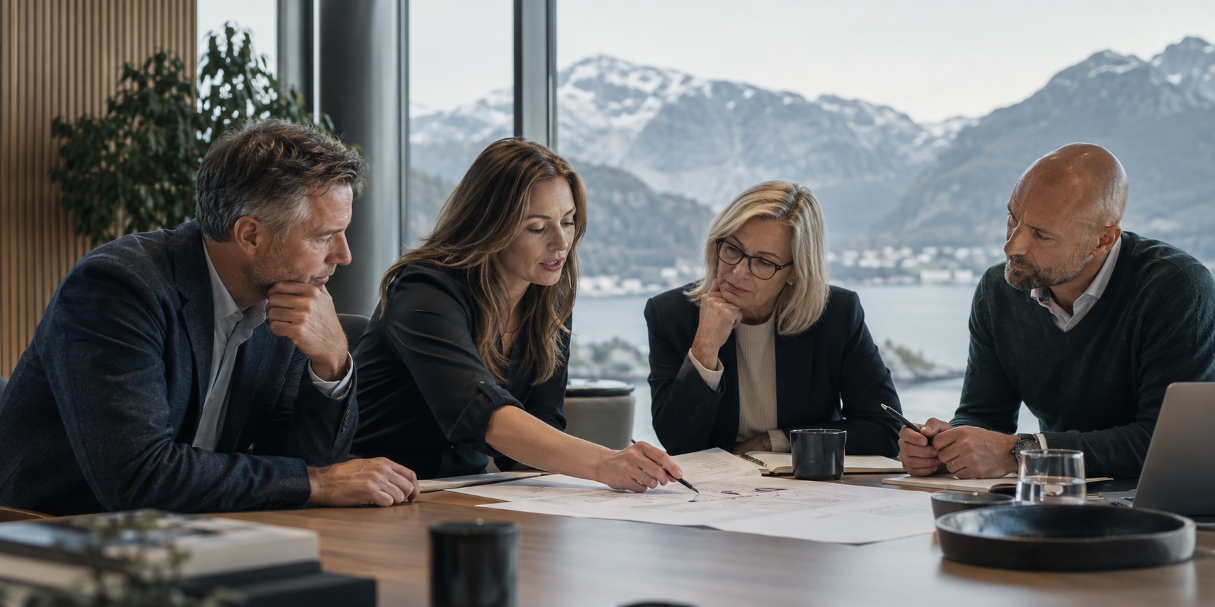 Et erfarent lederteam som arbeider sammen om en viktig beslutning